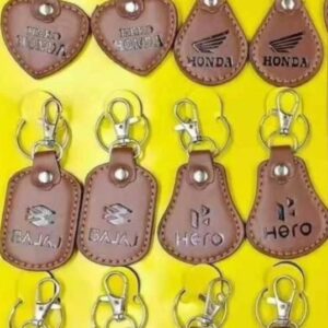 Branded leather keychain